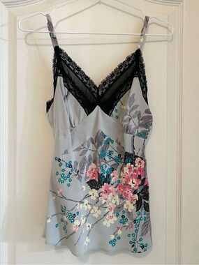 Vintage Y2K Trashy Diva by Candice Gwen floral print silk Camisole top size XS